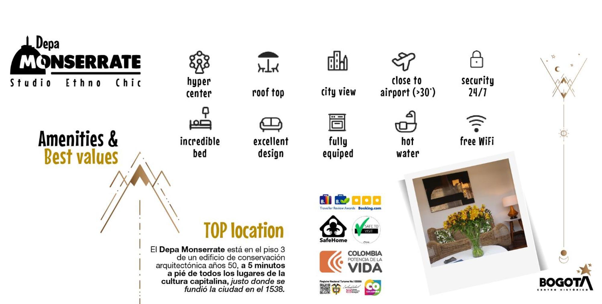 Depa Monserrate - Charming Historic Nest With Breathtaking Mountain Views - Apartaestudio โบโกตา ภายนอก รูปภาพ